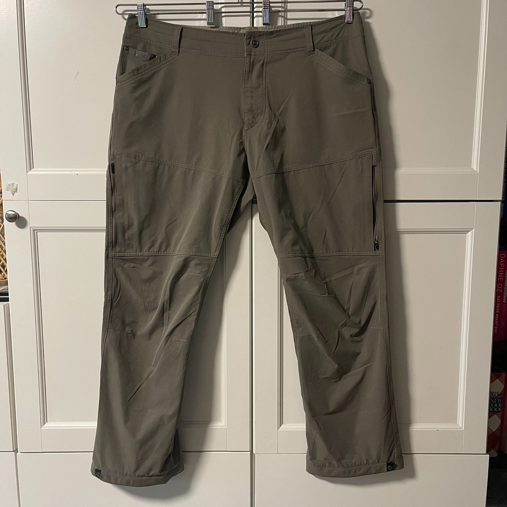 KUHL Renegade Rock Pants Mens 40x32 Khaki Green Hiking Outdoor Ripstop Stretch